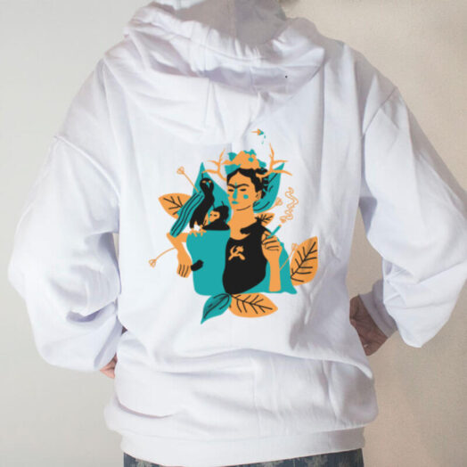 Blusa moletom com capuz - frida kahlo e suas obras - costas branco