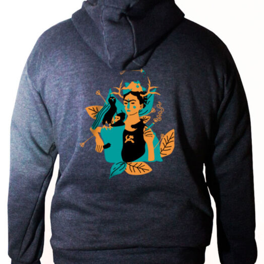 Blusa moletom com capuz - frida kahlo e suas obras - costas chumbo