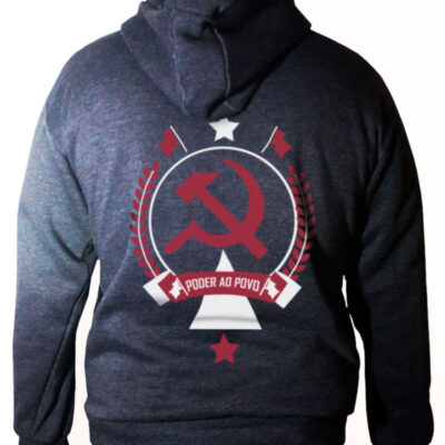 Blusa moletom com capuz - Poder ao Povo Chumbo Costas