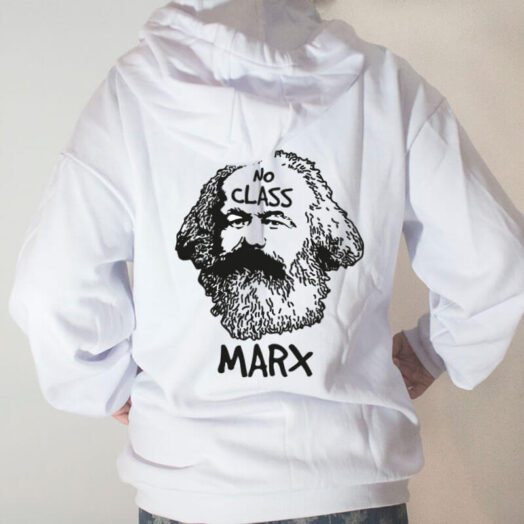 Blusa moletom com capuz - Karl Marx No class Branco