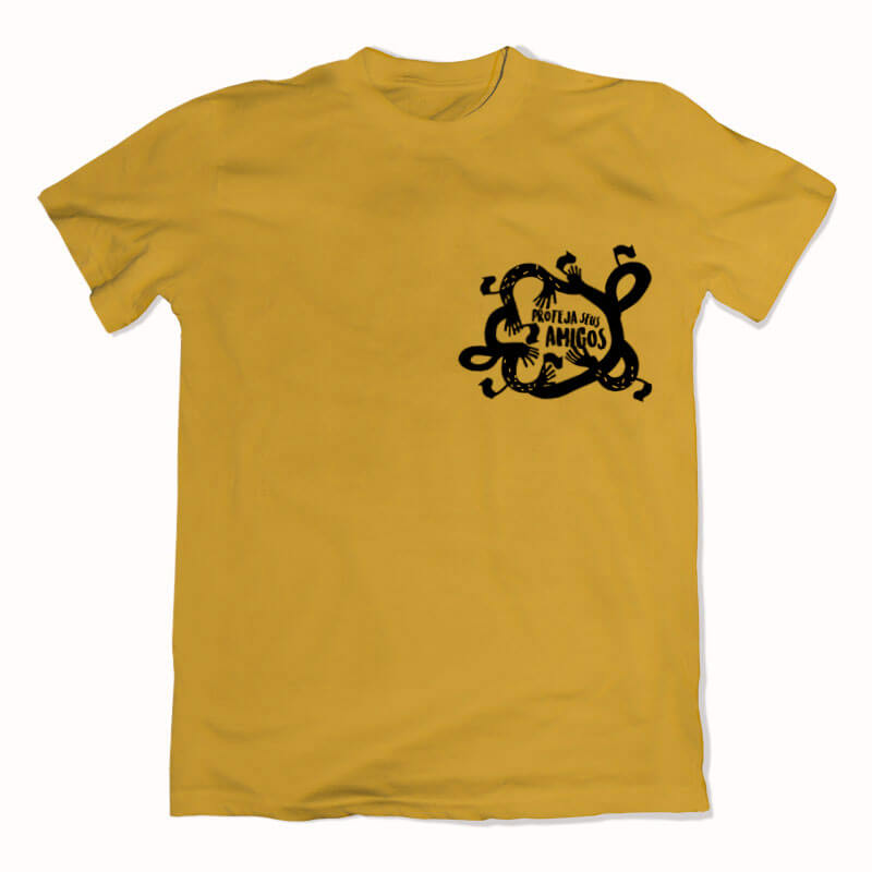 Camiseta de algodão amarela - proteja seus amigos