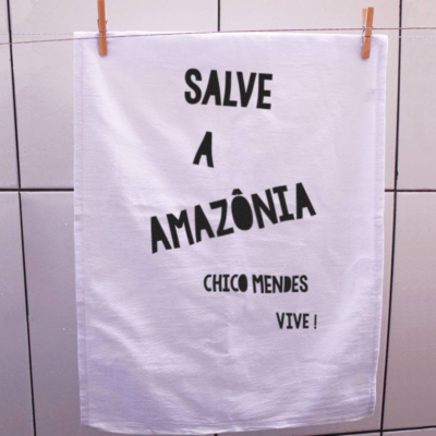 Pano de Prato Chico Mendes Salve a Amazônia