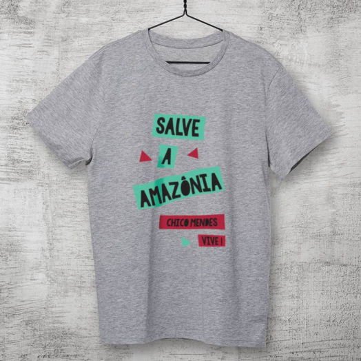 Camiseta - Chico Mendes - Salve a Amazônia Cinza