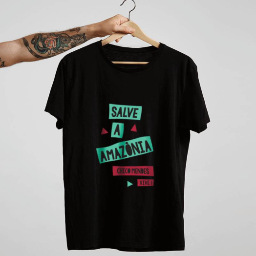 Camiseta - Chico Mendes - Salve a Amazônia Preta