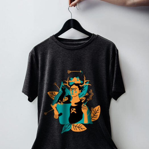 Camiseta de algodão chumbo frida kahlo e suas obras