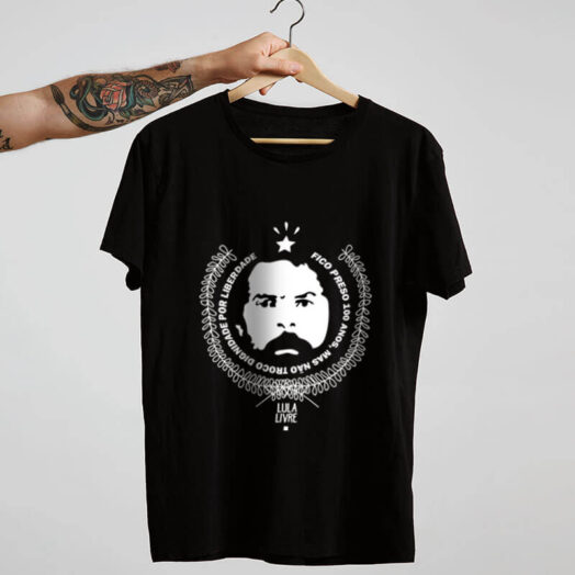 Camiseta de algodão preta Lula