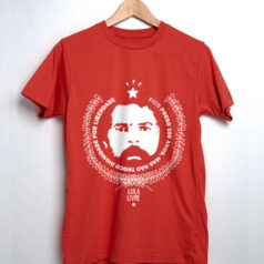 Camiseta de algodão vermelha Lula