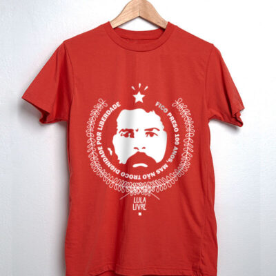 Camiseta de algodão vermelha Lula