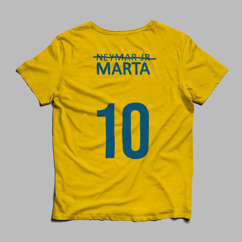 camisa seleção brasileira feminina Marta amarela costas