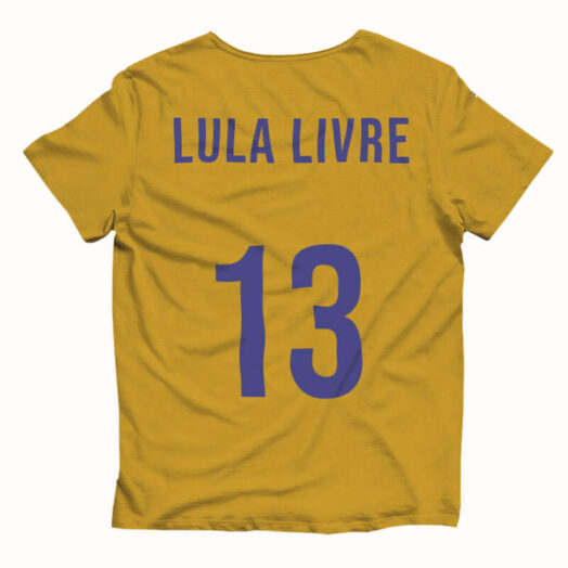Camiseta Amarela Seleção Brasileira Lula livre Costas