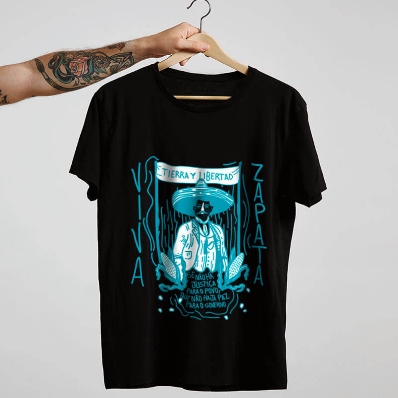Camiseta - Emiliano Zapata - Preta