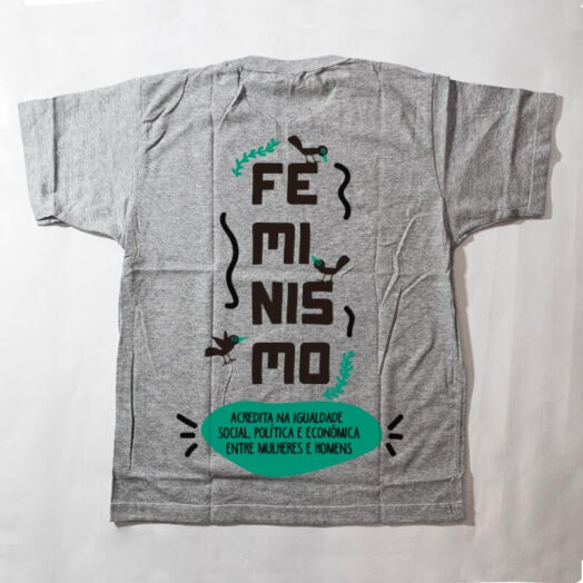 camiseta infantil - feminismo - cinza