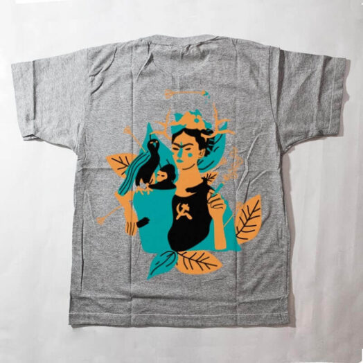 camiseta infantil - frida kahlo - cinza
