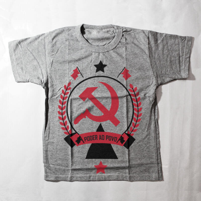 camiseta infantil - comunismo, poder para o povo - cinza