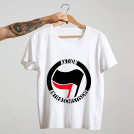 camiseta branca de algodão Aktion Antifaschistische