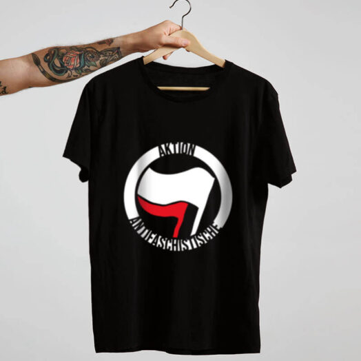 Camiseta preta de algodão - Aktion Antifaschistische