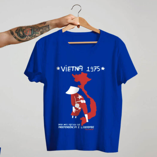 Camiseta básica de algodão azul - Vietnã