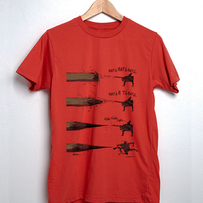 Camiseta de algodão Lápis X Arte vermelha por Cartunista das Cavernas