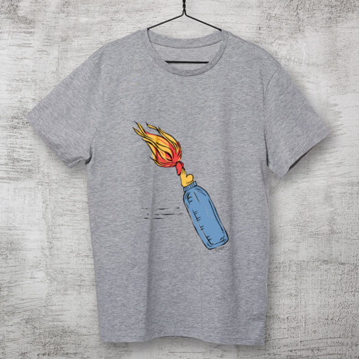 Camiseta Mamadeira de Piroca Molotov Cinza por Cartunista das Cavernas