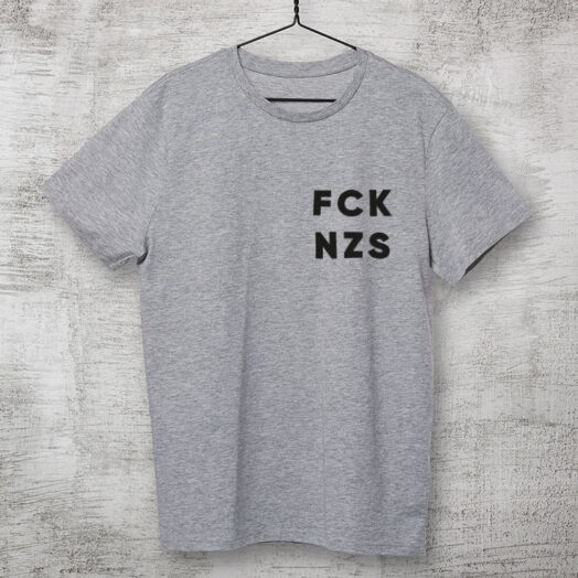 Camiseta cinza clara de algodão - FCK NZS Escudo
