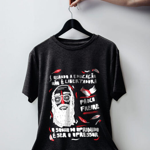 Camiseta chumbo de algodão Paulo Freire