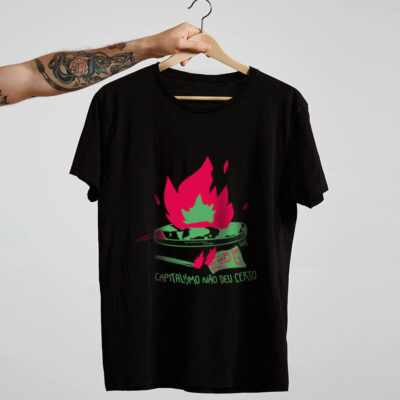 camiseta de algodão - preto- O capitalismo não deu certo