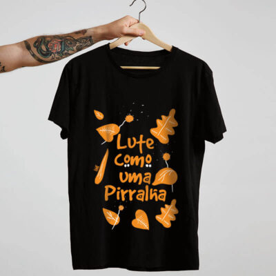 camiseta preta de algodão - lute como uma pirralha por alinne martins