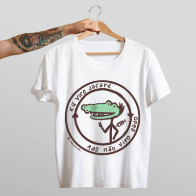 Camiseta vacinaçao jacare branca