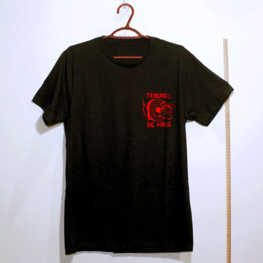 camiseta-Fora-Bolsonaro-Tribunal-de-Haia-preta algodão