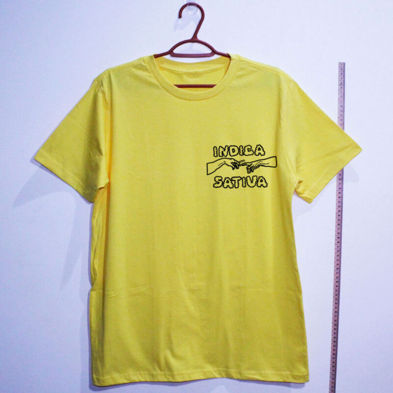 Camiseta de algodão Indica Sativa Amarela