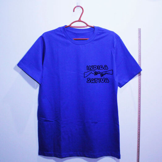 Camiseta de algodão Indica Sativa Azul
