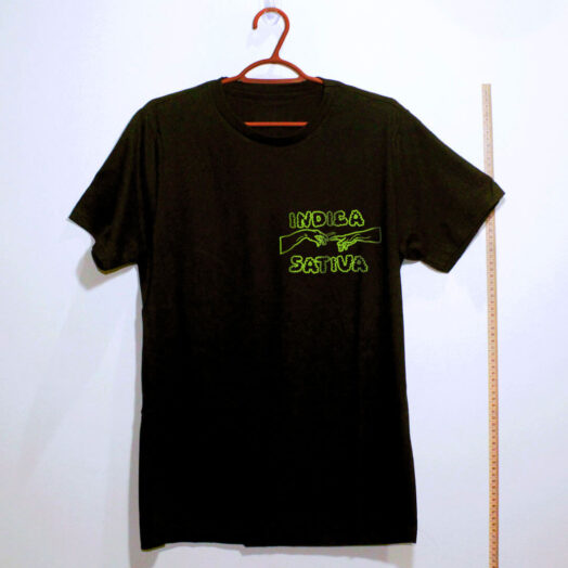 Camiseta de algodão Indica Sativa preto