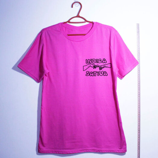 Camiseta de algodão Indica Sativa rosa