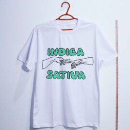 camiseta de algodão-maconha indica-branca