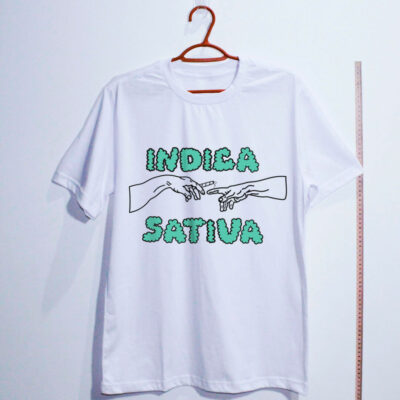 camiseta de algodão-maconha indica-branca