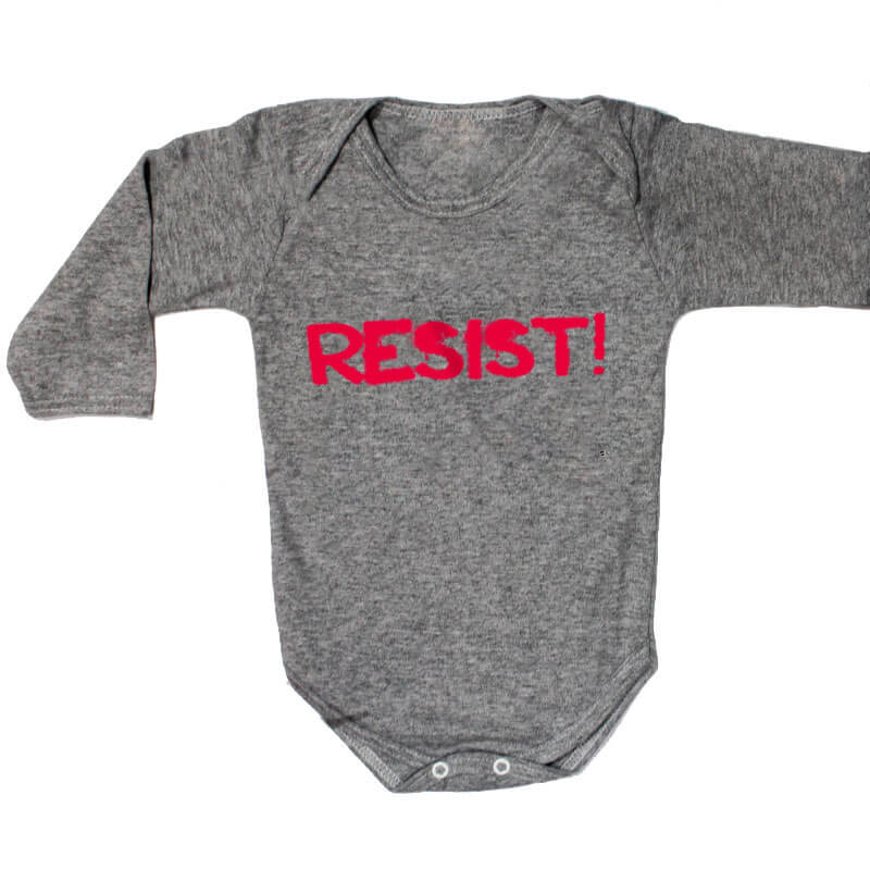 Body para bebe de algodao - resist - cinza