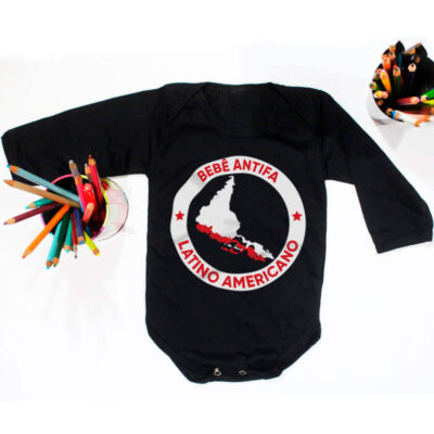 body pra bebe preto antifa manga longa