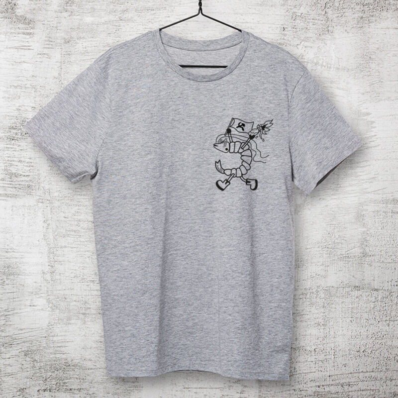 Camiseta de algodão - Camarão camarada Escudo cinza