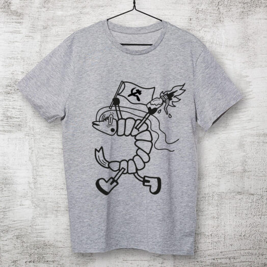 camiseta de algodão - camarão antifa cinza mescla
