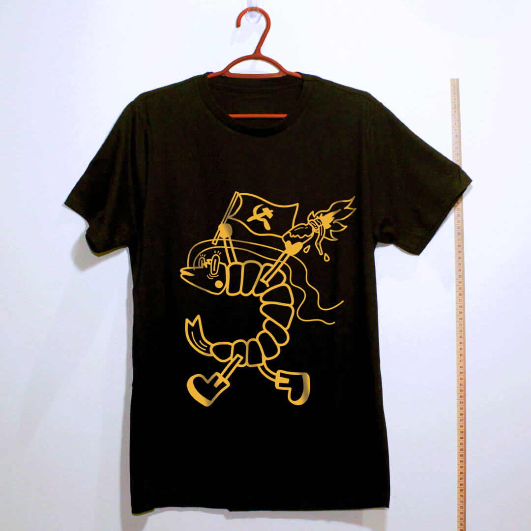 camiseta de algodão - camarão antifa preto