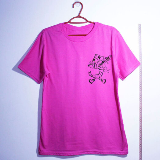 Camiseta de algodão - Camarão camarada Escudo rosa
