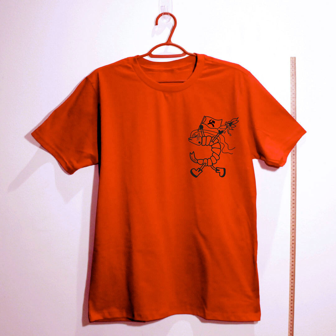 Camiseta de algodão - Camarão camarada Escudo vermelho