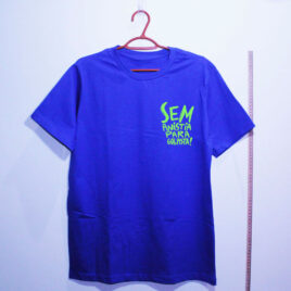 Camiseta de algodão vermelha - sem anistia para golpista em formato escudo