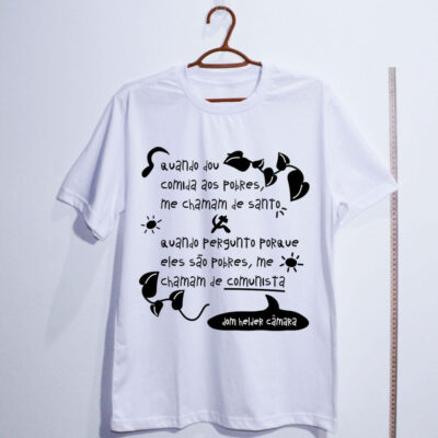 Camiseta branca de algodão - Dom Helder Câmara