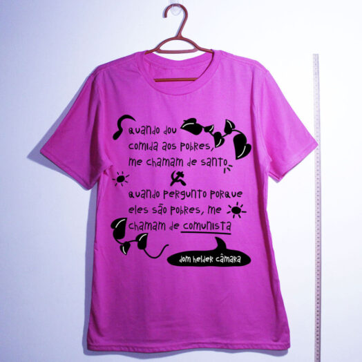 Camiseta rosa de algodão - Dom Helder Câmara