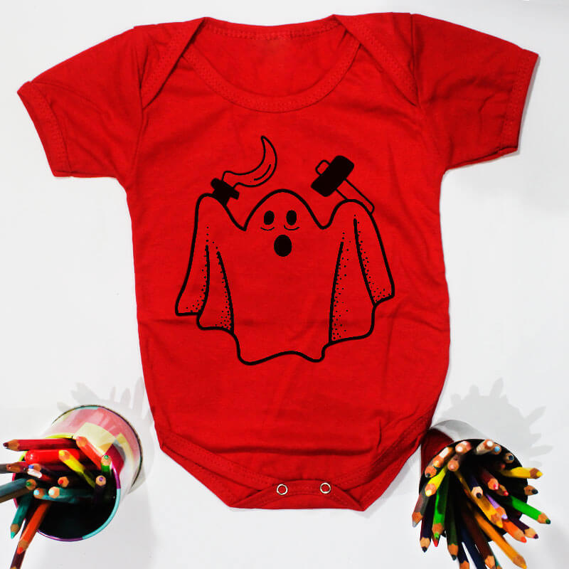 Body de bebê manga curta - Fantasma Comuna - Vermelho