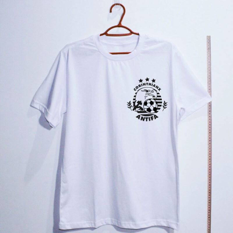 Camiseta de algodão branca - Corinthians Antifa Escudo
