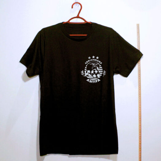Camiseta de algodão preta - Corinthians Antifa Escudo