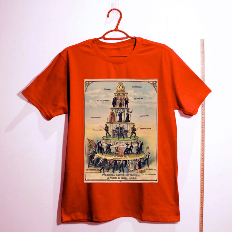 Camiseta vermelha Piramide do sistema capitalista
