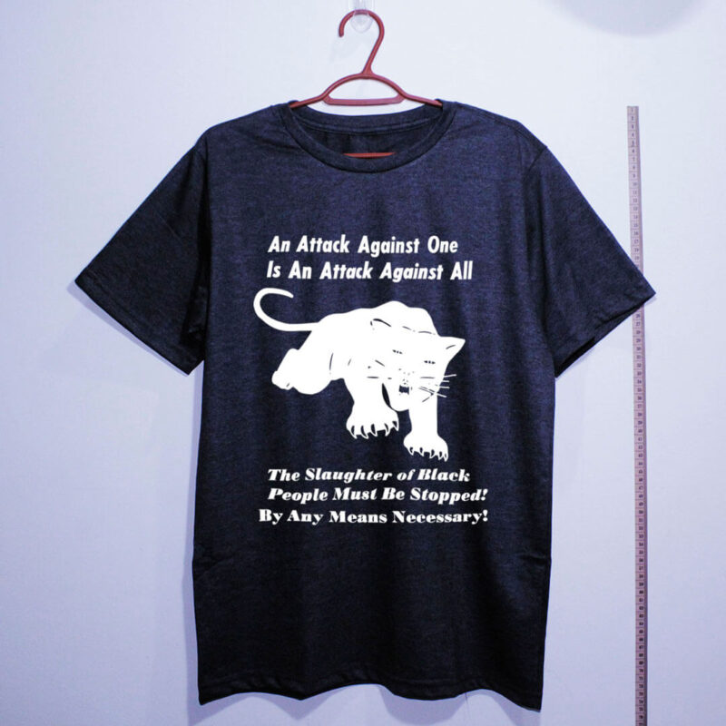 Camiseta chumbo de algodão - Pantera Negra - Para Auto Defesa - An attack against one is an attack against all